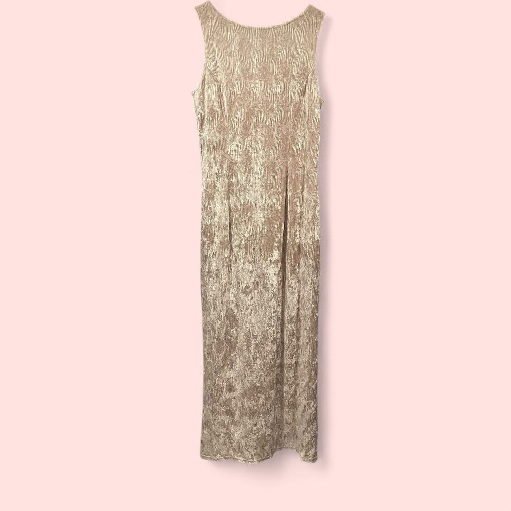 Vintage 90’s-Y2K creamy crushed velvet zebra texture stretchy maxi dress column